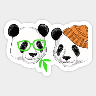 Hand Drawn Funny Panda Head Sticker